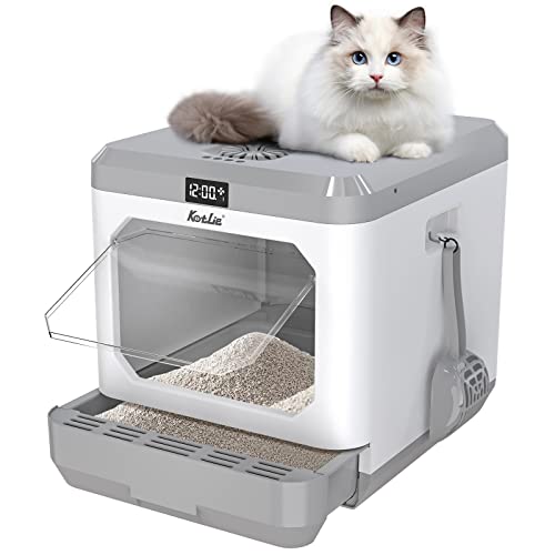 Smart Odor Removal Cat Litter Box-XXL Enclosed Litter Box
