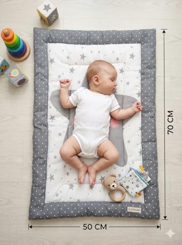 Image of FRIDO New Born Baby Godadi Pack of 5 Combo Set Soft Cotton Baby godi| Godari | Baby Bed | Crib Sheet | Cartoon Mat Godadi | Bedding Set | Multicolor(Set of 5) (Blue)