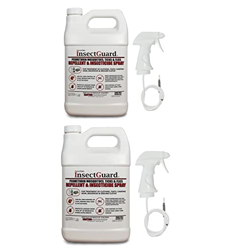 InsectGuard Permethrin Mosquitoes, Ticks & Flies Repellent & Insecticide Spray Gallon (128 oz) 2 Pack