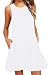 TYQQU Mujeres Fuera del Estante Casual Todos Los Días Cuello Redondo Sin Mangas Casual Mini Vestido Suelto Blanco XXL