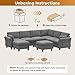 Legend Vansen Modular Sectional Sofa,8 Seat Comfy Sectional Couch with Storage Space, Curved Armrests,Memory Foam,Convertible U Shaped Sofa Couch for Living Room,Apartment (Dark Grey, Sofa Type-5)