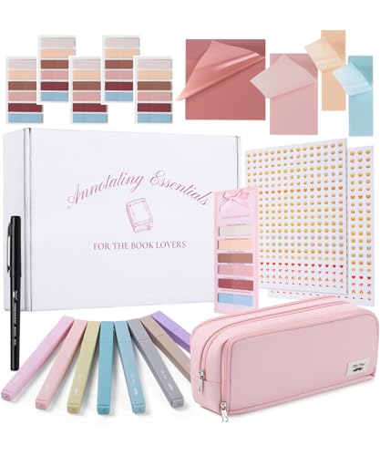 Mr. Pen- Annotation Essentials Kit for Book Lovers, Aesthetic Highlighters, Transparent Sticky Notes, Annotation Key Bookmark, Stickers & Pencil Pouch. Mother's Day