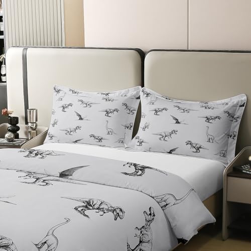 Housse de couette Manfei coton parure de lit double 3 pièces grise - 5