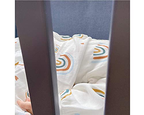 Image of Rainbow Muslin Quilt Baby Blanket - Silky Soft and Breathable Summer Blanket for Toddler - Oversized 47 inch x 47 inch - 2 Layers Muslin Swaddle Blankets for Baby Boy and Girl (B Rainbow)