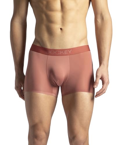 Image of Jockey IC44 Men's Tactouch Microfiber Elastane Stretch Seamfree Bonding Solid Trunk with Internal Breathable Mesh Terracotta L