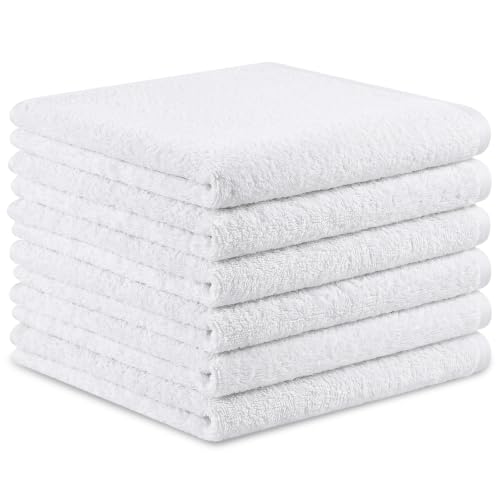Image of Washcloths Set, 6-Pack Cotton Wash Cloths, 12x12 Inch, White | Highly Absorbent and Soft Feel Fingertip Towels, Machine Washable Washcloths for Bathroom, Gym, Hotel, Spa and Kitchen