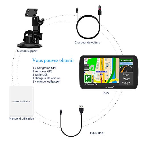 AWESAFE GPS Poids Lourds GPS Voiture 9 Pouce Écran Tactile 52 cartographie Nationale Mises à Jour gratuites Chaque année… - Image 8
