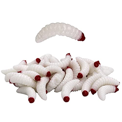 YUNSI Baites and Attactants 100PCS Promotion Bait 2.4cm 0.5g Maggot Grub Soft Fishing Lure Hooks Smell Worms Glow Shrimps Fish Lures Soft for Fishing (Size : Lure 1)