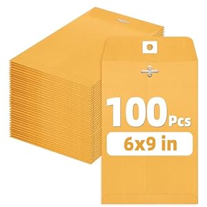 SUNEE Briefumschläge mit Klammern, 100 Stück