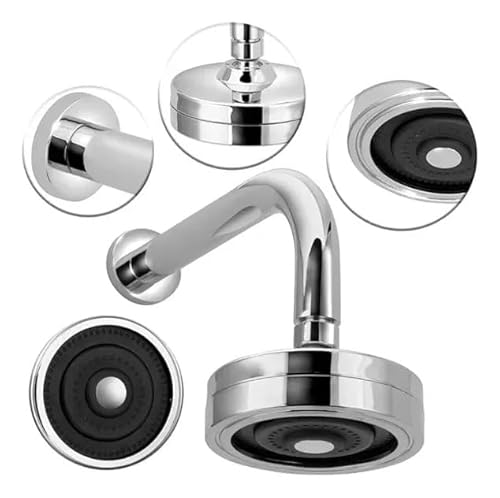 Ducha Redonda Articulável para Aquecedor Solar ou Gás, 12,5 cm, Cromada, Conexão 1/2