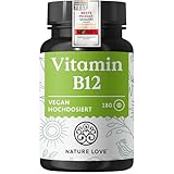Nature Love Vitamin B12-180 Tabletten - 500 µg pro Tablette - Beide aktiven Formen (Adenosyl- & Methylcobalamin) & Depotform - Ohne synthetische Zusätze, hochdosiert, vegan, laborgeprüft