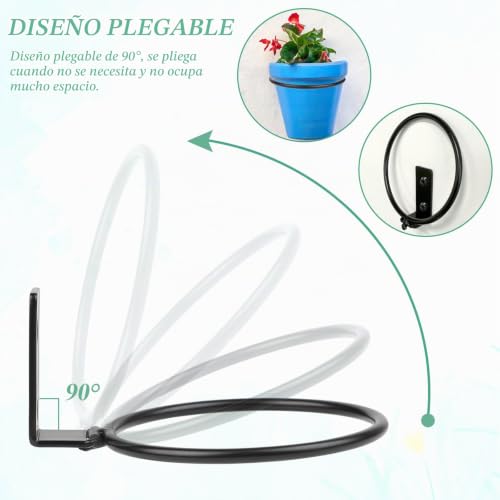 Miniatura 5 de Efuturetime 6 X Soporte Macetas Pared Exterior 4 Pulgadas Ø10cm Plegable, Soporte De Pared Macetas Con Tornillos Y Destornillador, Estante De Maceta De Anillo Para Balcón, Jardín, Restaurante