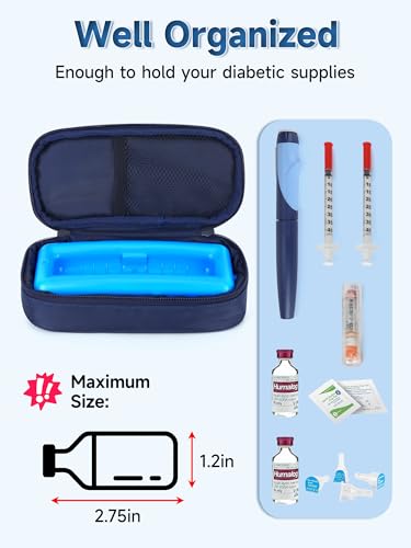 youshares insulin vials cooler travel case - tsa approved diabetic medication vial cooling bag with protective ice brick refrigerated diabetes supplies organizer small bottle carrying storage