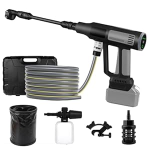 Akku Hochdruckreiniger, 610 PSI 380W Hochdruck-Hochdruckreiniger kompatibel mit Makita 18V Ak-ku, Tragbarer Hochdruc-kreiniger mit 6-in-1 Multi-Sprühdüse, 4 Reinigungsstufen, 5 m Schlauch (NO Akku