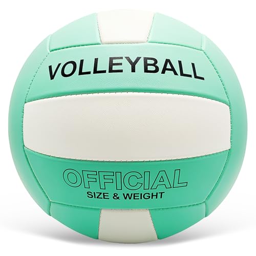 Stavanicen Volleyball Official Size 5 for Indoor Outdoor, Soft Volleyball for Girls Boys Teenager Adults Beach Pool Game Gym Training & Beginner (Green & White)