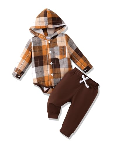 Image of Renotemy Newborn Baby Boy Clothes Infant Boy Outfits Baby Hoodie Romper Fall Winter 0 3 6 9 12 18 Months Baby Clothes for Boy