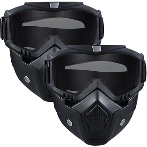2 Pack Airsoft Mask Full Face, Paintball Mask,Motorcycle Mask，Tactical Full Face Mask Ski Mask Goggles Detachable (Black) Cover