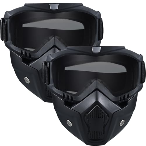 2 Pack Paintball Mask Anti Fog,Tactical Full Face Mask Ski Mask Goggles Detachable Adjustable,Motorcycle Riding Face Protection