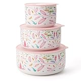 Thousandaynight Ceramic Bowls with Lids, 4, 5, 6 Inch Ceramic Nesting Bowls Set for Soup, Salad, Cereal, Serving or Gift, Ceramic Food Storage Container, Microwave & Dishwasher Safe