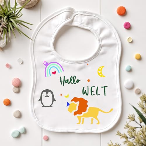 FloraVigo 16er-Pack Baby-Zeichenvorlagen, Babyparty-Lätzchen-Vorlagen zum Stoffbemalen, Babyparty-Tier-Malvorlagen, Gender-Reveal-Party-Einteiler-Body-Pocket-Shirt 17,8 x 10,2 cm