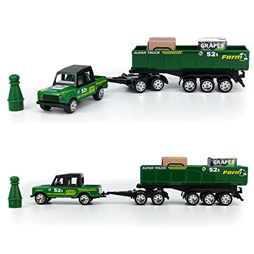 Kid's Farm Toys Tractor Trailer Trucks Vehicle Playset Grain Loader Forklift Pickup Tow Truck Towing Water Tank Log Transport, 12 Pieces Die Cast Farming Toy Vehicles Model Car, Boys Toy Gifts, Green #TOP3
