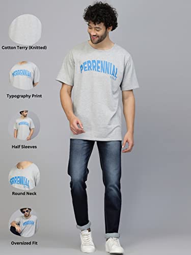 Image of Rigo Back Printed Half Sleeves Round Neck Oversized T-Shirt for Men | Drop Shoulder T-Shirt for Men | Loose Baggy Fit T-Shirt for Men