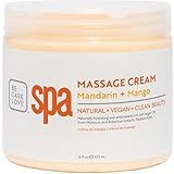BCL SPA Massage Cream organic Mandarin + Mango body lotion with shea butter, aloe vera, peppermint, argan and jojoba oils, body cream to invigorate, hydrate and soften the skin. Home/Pro use 16 fl oz