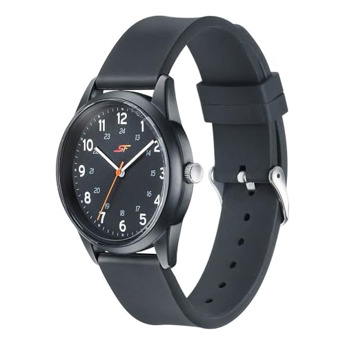 Image of SF Field with Quartz Analog Black Dial Black Silicon Strap Watch for Men - 77211PP01W