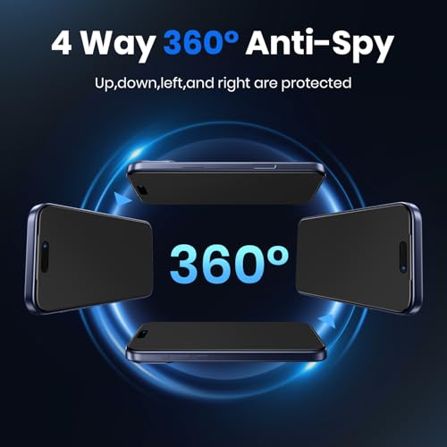 Image of WSKEN for iPhone 17 Pro Max Matte Privacy Screen Protector - Anti Glare Anti Fingerprint [4 Way 360 Anti Spy] 10X Military Shatterproof Zero Bubble Anti Peep Tempered Glass Film for 17 Pro Max