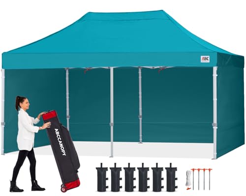 Image of ABCCANOPY Commercial Pop Up Canopy Tent with Sidewalls 10X20,Turquoise
