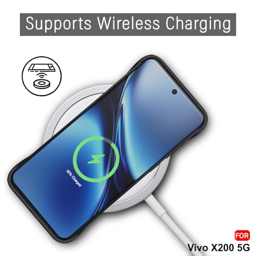 Image of TheGiftKart Hybrid Ultimate Slim Back Case Cover for Vivo X200 5G | Lightweight Profile | Hard Back Case Cover for Vivo X200 5G (PC & TPU, Metal Camera Ring, Leather Texture Finish, Black)