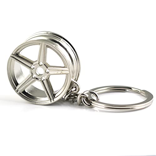 Image of maycom Creative Hot Auto Part Model Wheel Rim Tyre Keychain Keyring Key Chain Ring Keyfob (Silver)