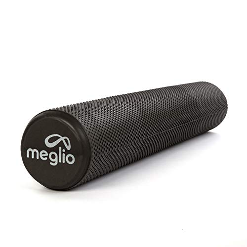 Meglio Foam Roller 90cm, Lightweight Fitness Foam roller for Deep Tissue Muscle Massage, Effective Trigger Point for Recovery, Muscle Tension & Pain Relief and Anti-Stress Therapy (Black, 90cm)