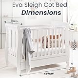 Babymore Eva 2 Piece Nursery Room Set White - 1 Baby Cot Bed & 1 Chest Changer With 3 Double Handle Drawers, Wooden Chest Of Drawer Storage Cabinet | 2 Piece Nursery Room Furniture White - Image 6