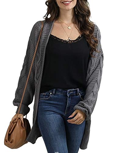 Image of Womens Oversized Chunky Open Front Cardigan Sweaters Cable Knit Long Sleeve Cardigans Outwear Coats