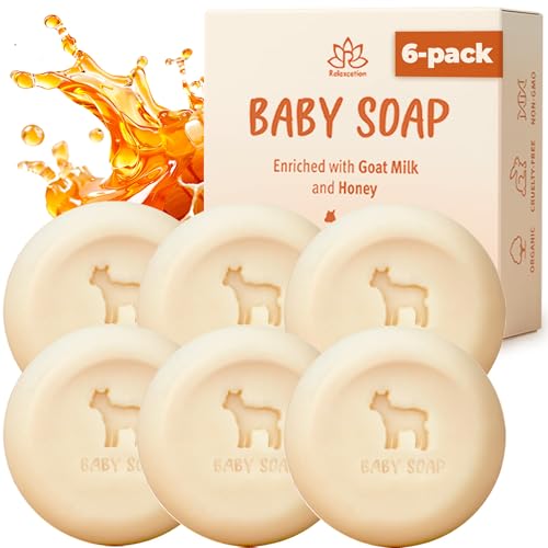 Relaxcation Organic Baby Soap Bars with Goat Milk and Honey - Naturally Cold Processed from Organic Ingredients - Handmade in USA Ideal fro Newborns,...