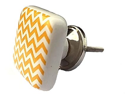 AURA CREATIONS Ceramic Decorative Designer Square Drawer knobs for Dresser Cabinet Cupboards Ceramic Cupboard Cabinet Door Knobs Hand Painted Unique Ceramic Knobs and Handles Pack of 6