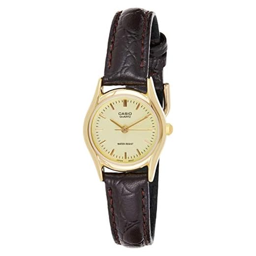 Casio Women'S Gold Dial Leather Band Watch Ltp 1094Q 9A, Quartz, Analog, One Size