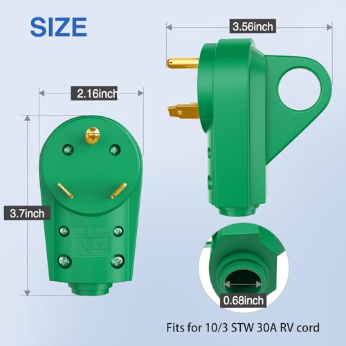 Image of Nilight 30 Amp RV Male and Female Plug Set | 125 Volt Heavy Duty TT-30P and TT-30R Receptable ETL Listed for Electrical Camper Caravan Motorhome Van Trailer