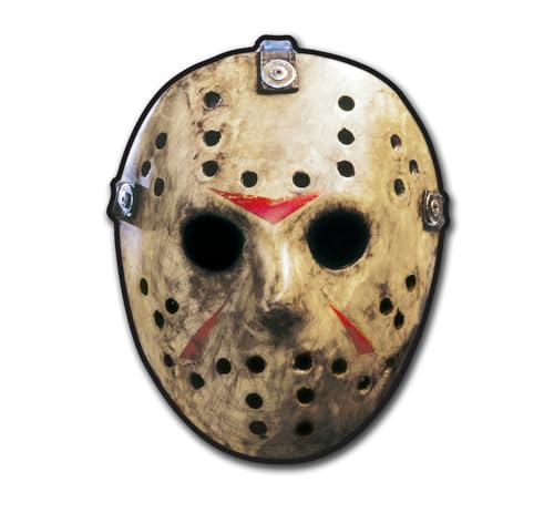 Image of Elektroplate Jason Voorhees Mask Dynamic Car Decal 4.25 inch | Officially Licensed Friday the 13th, Weatherproof Automotive Grade Horror Movie Vinyl Sticker for Water Bottle, Laptop & More