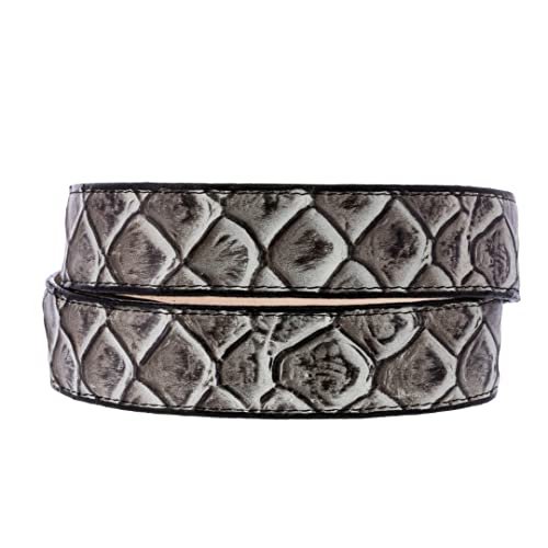 Texas Legacy Mens Natural Pirarucu Fish Print Leather Western Cowboy Belt Dress Buckle2