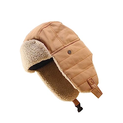 Healeved Outdoor Adjustable Winter Cap for Men Women Warm Ear Flap Hat for Cycling Skiing Hiking Khaki