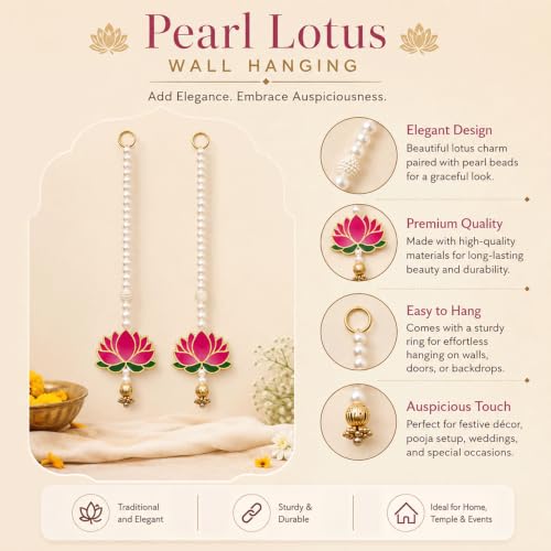 Image of SpecialYou Pearl Lotus Wall Hanging Decor for Ganpati Decoration Setup for Home, Ganpati Backdrop Decoration, Wall Decor Items for Living Room, Festival Decoration Items for Home -Pack of 4 Pcs