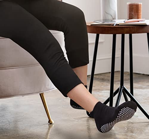 Rative Anti Slip Non Skid Barre Yoga Pilates Hospital Socks With Grips For Adults Men Women (Large, 1-Pair/Black) #TOP2