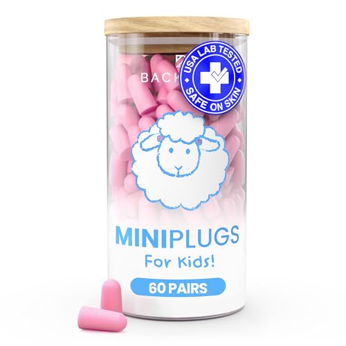 MiniPlugs - Earplugs for Kids (Age 4-9) Skin-Safe Lab Tested Extra Small Ear Plugs for Kids Childrens Ear Plugs for Sleeping Slim Fit Toddler Earplugs Noise Reduction Child Concert Protection