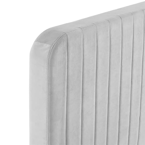 Modway Celine Channel Tufted Performance Velvet Platform Bed, King, Light Gray #TOP1