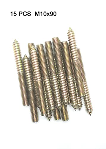 Image of Hanger Bolt M10x90 Double Headed Bolt Self-Tapping Screw for Furniture 15Pcs