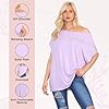 janisramone® Off The Shoulder Tops for Women, Plain Batwing Short Sleeve Oversized T Shirts for Women, Bardot Off Shoulder Top, Casual Baggy T Shirts, Party Wear Lilac #3