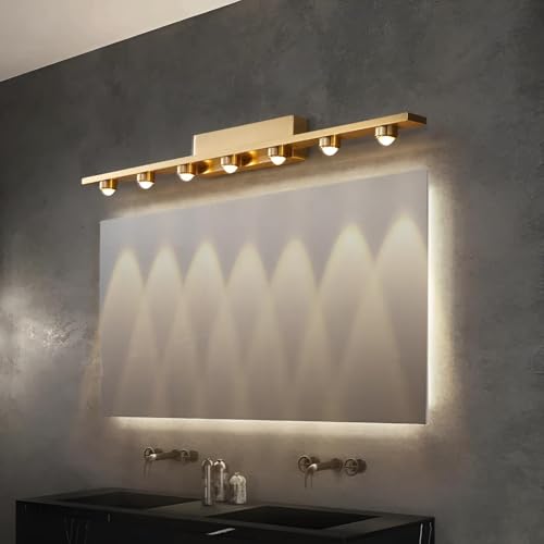 Image of FILLISKA 7 Way LED Mirror /Picture /Vanity Light with Warmwhite Light (7 LED Luxurious Gold-985B)(2 Year Warranty)