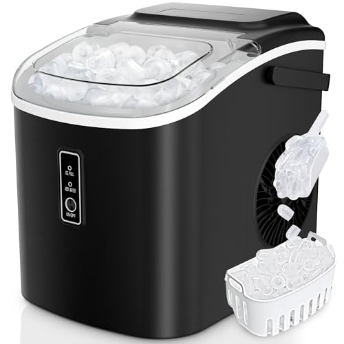 Image of 26 Pound Bullet Ice Machine, Compact & Portable, Self-Cleaning Sonic Ice Maker with Ice Scoop&Basket, Perfect for Camping, Outdoor Party, Kitchen, Black